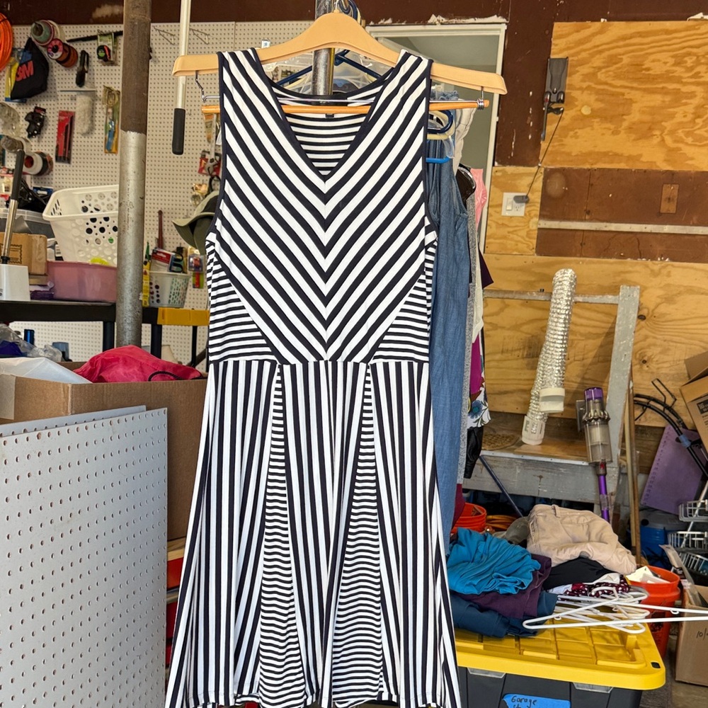 Spense Striped Black and White Midi Dress